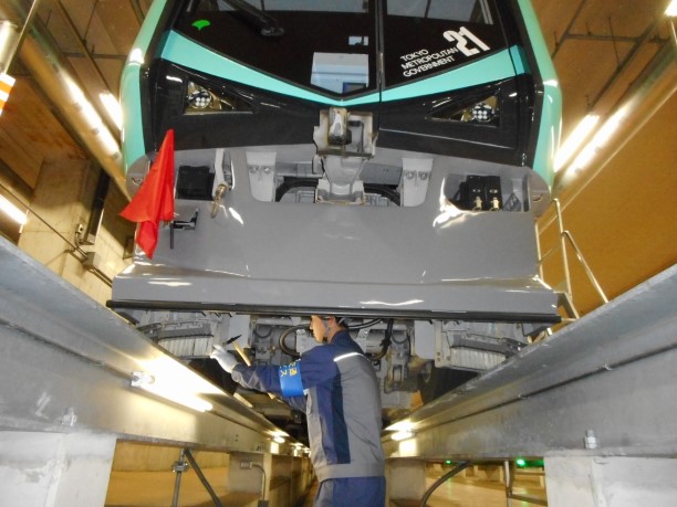 車両用台車の検査の様子