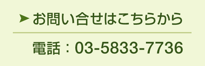 お問い合せはこちらから　電話：03-5833-7736